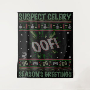 Suspect Celery™ Gamer Ugly Christmas Sweater Tapestry