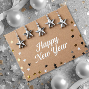 Suspended Stars Happy New Year Chic Modern Postcard