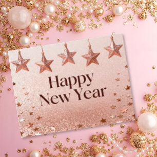 Suspended Stars Happy New Year Chic Modern Postcard