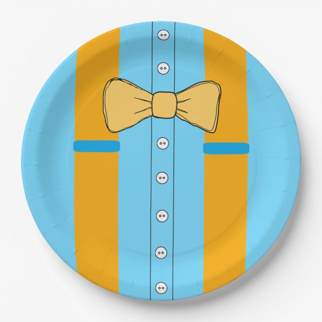 Suspenders and Bow Ties Boy's Birthday Party Paper Plate (Front)
