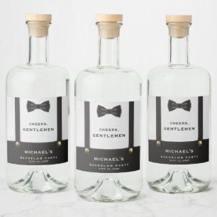 Suspenders Bowtie Cheers Gentlemen Bachelor Party Liquor Bottle Label