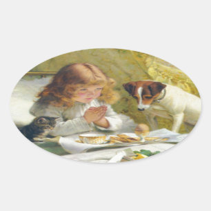 Suspense by Charles Burton Barber Oval Sticker