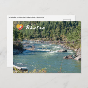 Suspension bridge across a river in Bhutan Postcard