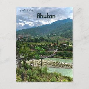 Suspension Bridge in Bhutan Postcard