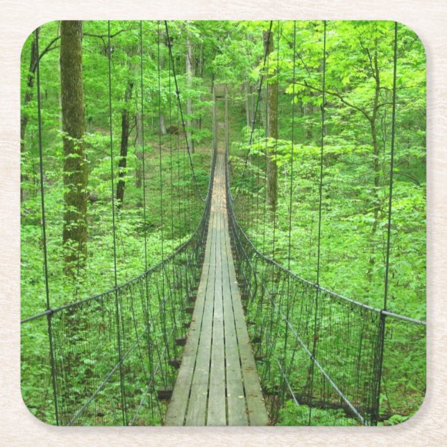 Suspension Bridge Square Paper Coaster (Front)