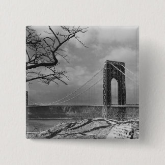 Suspension bridge view B&W 15 Cm Square Badge