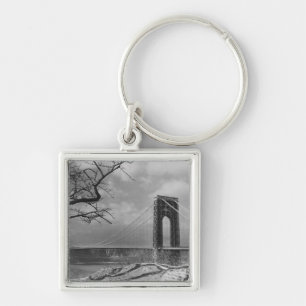 Suspension bridge view B&W Key Ring