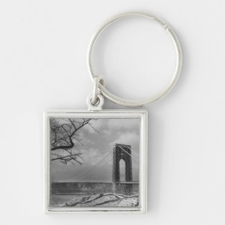 Suspension bridge view B&W Key Ring