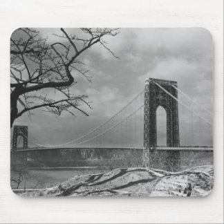 Suspension bridge view B&W Mouse Mat