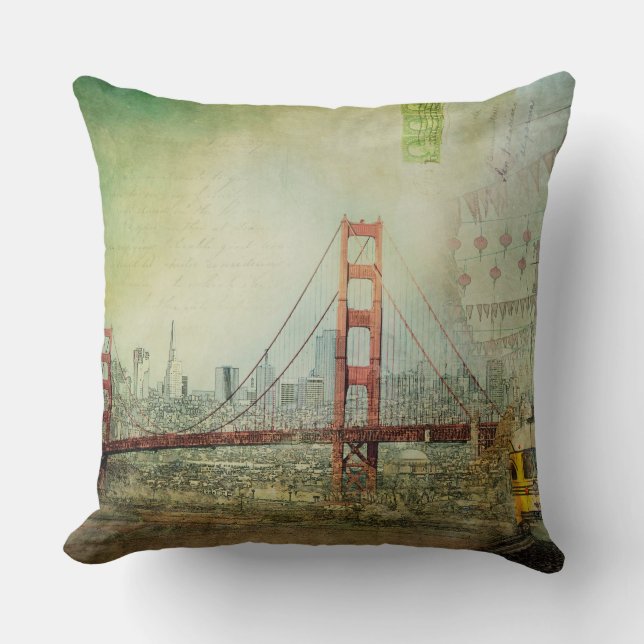 Suspension - Golden Gate Bridge Throw Pillow (Front)