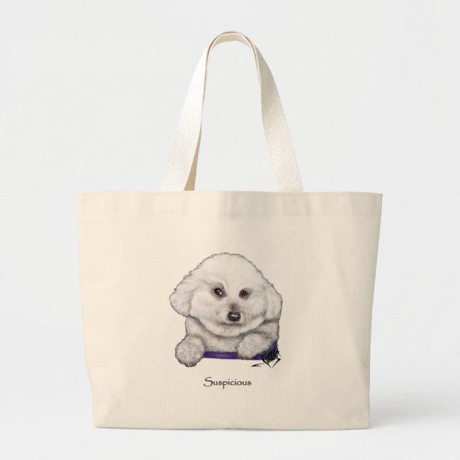 Suspicious Bichon Frise Tote Bag (Front)