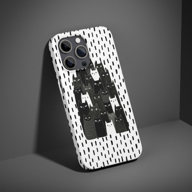 Suspicious Cat Patterns Funny Black Cat Art Design Case-Mate iPhone Case (Creator Uploaded)