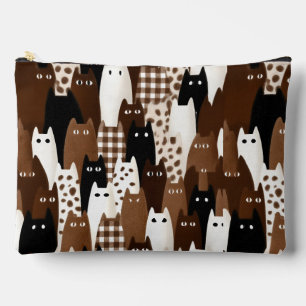 Suspicious Cats Pattern – Mocha Brown Palette – Ar Accessory Pouch