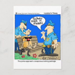 Suspicious Package Funny Police Cartoon Gifts Postcard