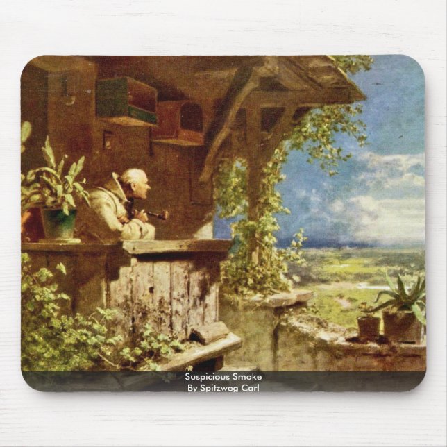 Suspicious Smoke By Spitzweg Carl Mouse Mat (Front)
