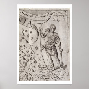 Susquehannock warrior, detail from Map of Virginia Poster