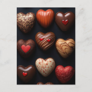 süße Herzen aus Schokolade Valentinstag Postcard