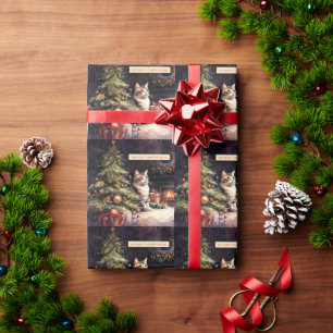 Süße Katze unterm Weihnachtsbaum Wrapping Paper
