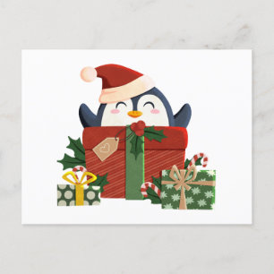 Süßer Pinguin wünscht frohe Weihnachten Holiday Postcard