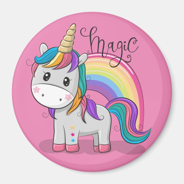 Süßes Einhorn Unicorn mit großen Augen Magnet (Front)