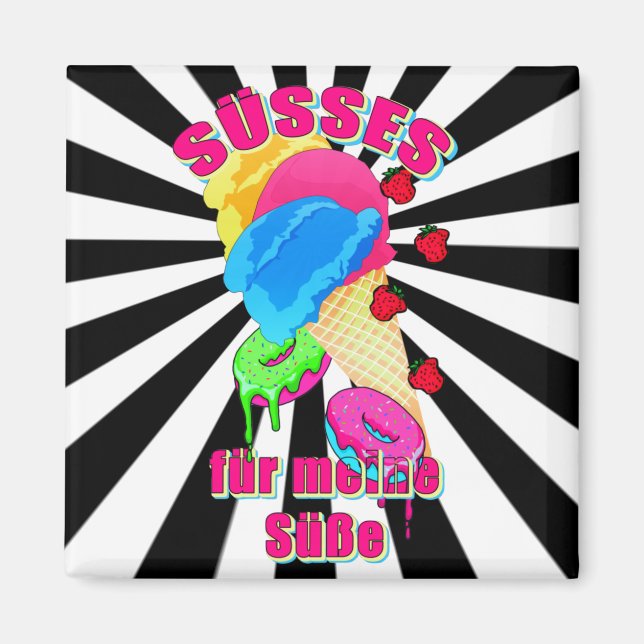 SÜSSES für meinen Süßen Eis Doughnut Blaubeeren  Magnet (Front)