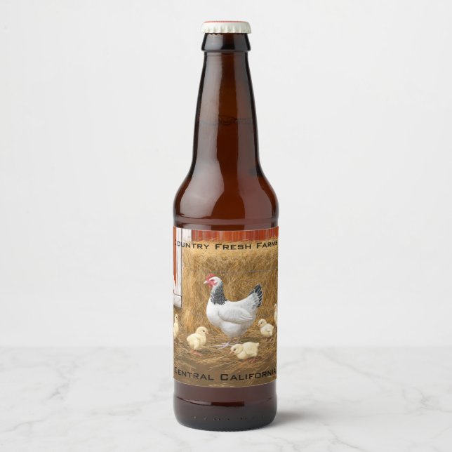 Sussex Chicken Mama Hen and Chicks Beer Bottle Label (Front)