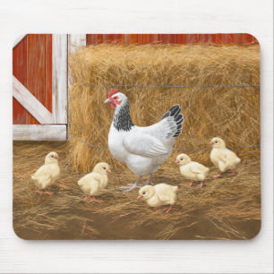 Sussex Chicken Mama Hen and Chicks Mouse Mat