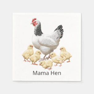 Sussex Chicken Mama Hen and Chicks Napkin