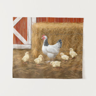 Sussex Chicken Mama Hen and Chicks Tapestry