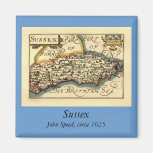Sussex County England Old Antiquarian Atlas Map Magnet
