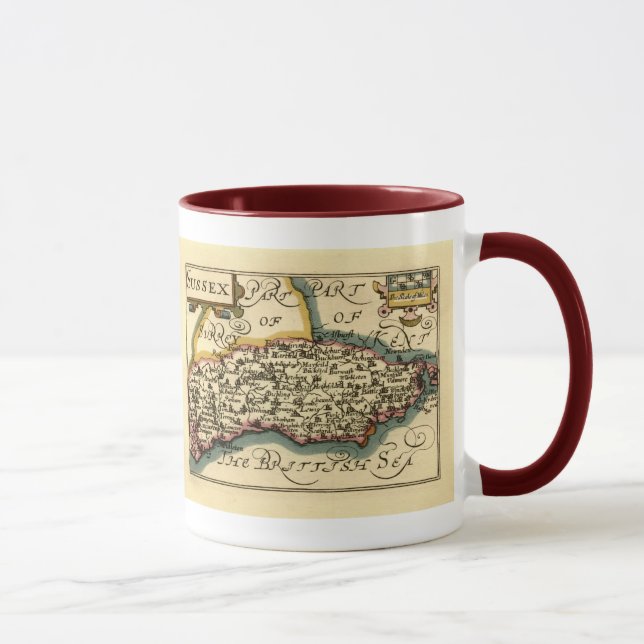 Sussex County England Old Antiquarian Atlas Map Mug (Right)