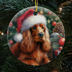 Sussex Spaniel Dog Watercolor Christmas Ceramic Tree Decoration