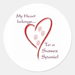 Sussex Spaniel Heart Belongs Classic Round Sticker