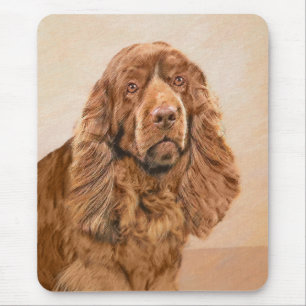 Sussex Spaniel Painting - Cute Original Dog Art Mouse Mat