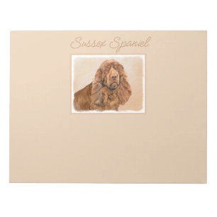 Sussex Spaniel Painting - Cute Original Dog Art No Notepad