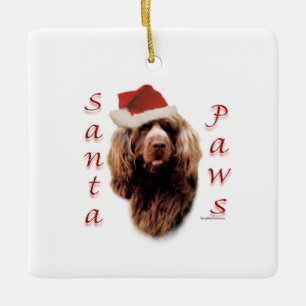 Sussex Spaniel Santa Paws Ceramic Ornament