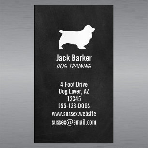 Sussex Spaniel Silhouette Chalkboard Style Magnetic Business Card