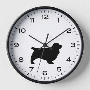 Sussex Spaniel Silhouette with Numbers and Minutes Clock