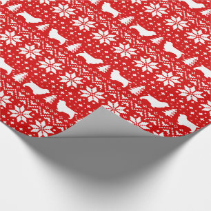 Sussex Spaniel Silhouettes Dogs Christmas Holiday Wrapping Paper