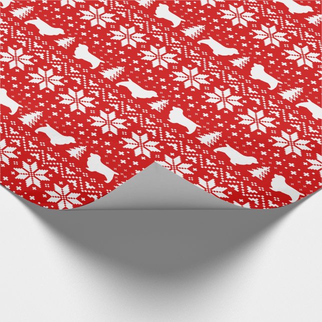 Sussex Spaniel Silhouettes Dogs Christmas Holiday Wrapping Paper (Corner)