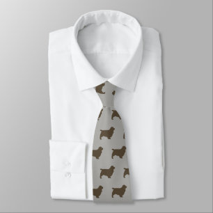 Sussex Spaniel Silhouettes Pattern   Dog Lover's Tie