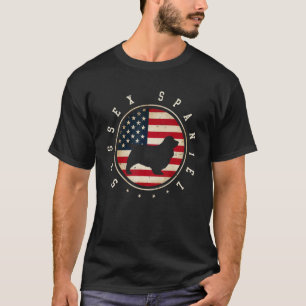 Sussex Spaniel USA Flag 4th July Dog Mum Dad T-Shirt