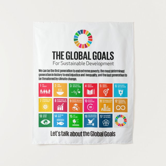 Sustainability Goals Poster Modern Trendy Gift Tapestry (Front)