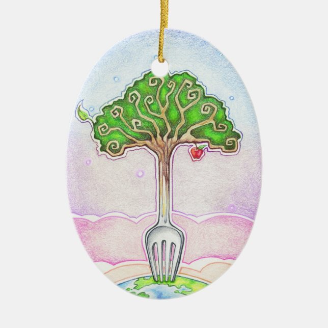 SUSTAINABLE, FOOD FOR LIFE CERAMIC TREE DECORATION (Front)