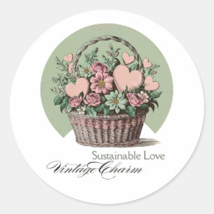 Sustainable Love, Vintage Charm Classic Round Sticker
