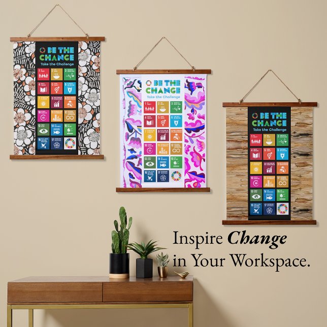 Sustainable SDG Decor for Home, Office & Classroom Hanging Tapestry (Zazzle-Event-Backdrop SDG Wall-Art for-Classrooms-Offices-Homes Global Goals for Sustainable Develop)