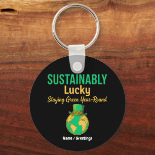 Sustainably Lucky Earth Eco-Friendly Green Living  Key Ring