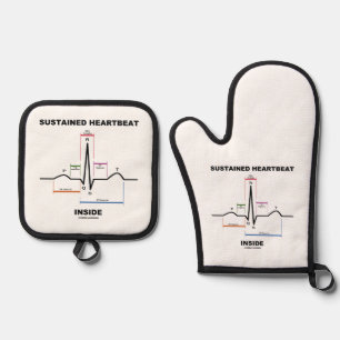 Sustained Heartbeat Inside (Electrocardiogram) Oven Mitt & Pot Holder Set