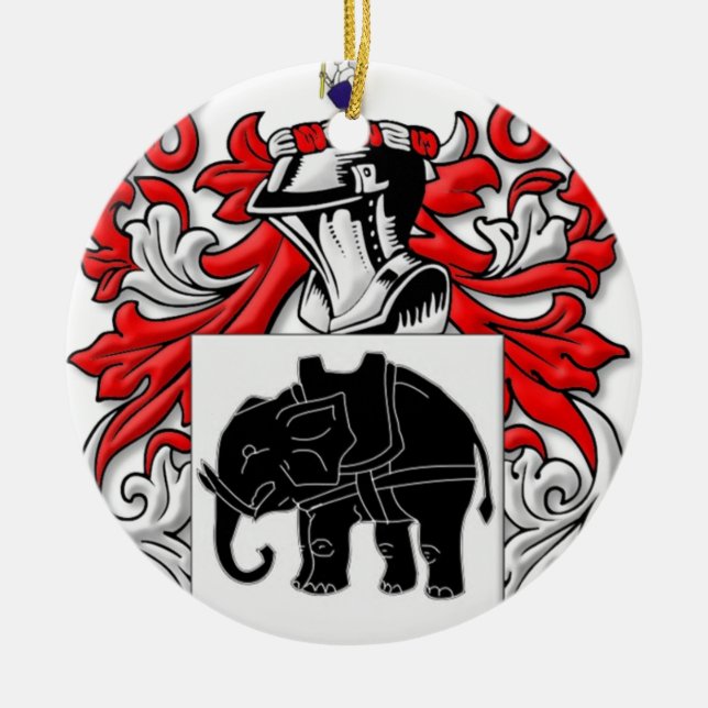 Sutcliffe Coat of Arms Ceramic Tree Decoration (Front)