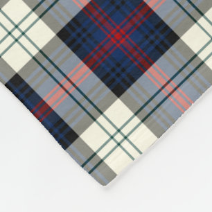 Sutherland Clan Dress Tartan Blue and White Plaid Fleece Blanket
